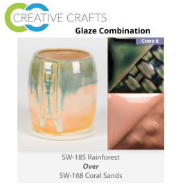 Rainforest SW185 over Speckled Plum SW113 Stoneware Glaze Combination Rainforest SW185 over Speckled Plum SW113 Stoneware Glaze Combination